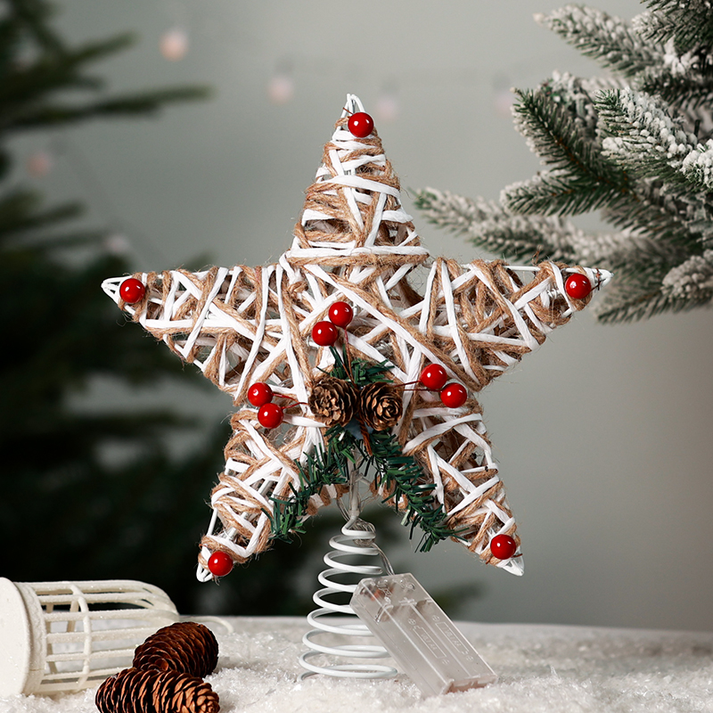 耶诞树顶部发光星星耶诞节装饰品铁艺创意发光树顶星五角星装饰品