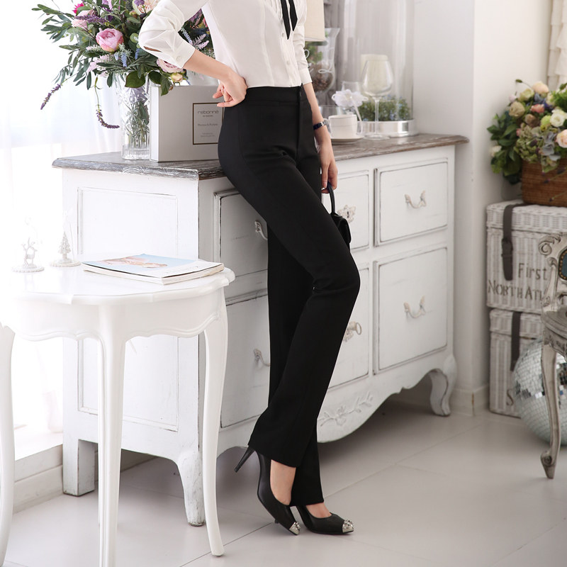 春秋季职业女士西裤直筒西装工装工作裤子长裤正装西服裤黑色修身