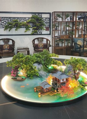 酒店饭店餐厅大圆桌摆件遥控灯光雾化装饰摆台工艺品星级宾馆摆花