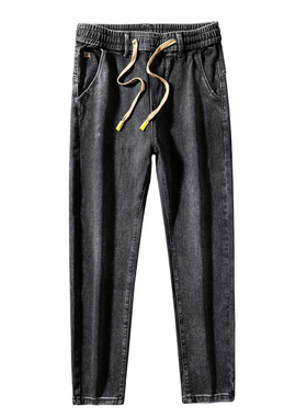 秋季超长裤子加长牛仔裤男高个子115cm修身男裤加长款长裤松紧腰