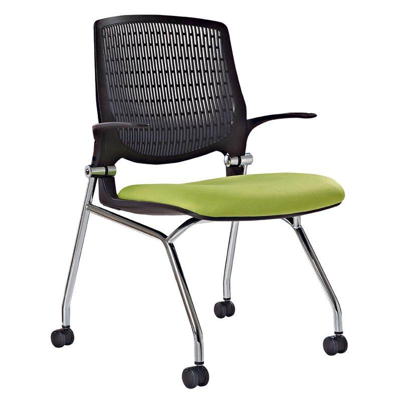 灰色折叠会议椅带扶手翻板移动办公椅大学讨论室椅加厚学生培训椅