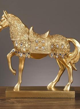 酒柜装饰品摆件马欧式家居客厅招财轻奢桌面小摆设工艺品马到成功