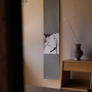 这是一祇鹿b八山v写意莲花卷素描画禅宗挂画