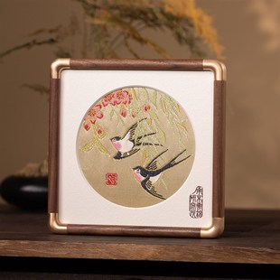 南京云锦b研究所博物馆比翼双飞摆件非遗工艺品装饰画礼品礼盒