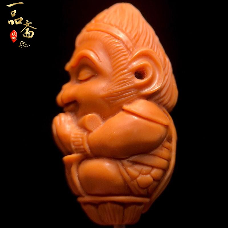 橄榄核三通猴子核雕单籽挂件雕刻齐天大圣孙悟空佛头手串吊坠配饰