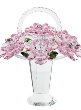 现代轻奢粉e色水晶艺术工艺品摆件创意客厅酒柜家居软装装饰品礼