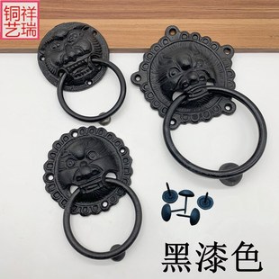 中式大门兽头拉手复古四合院门把手D榆木板铸铁门环老式铸铁门拉