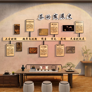 茶室氛围布置茶叶店背景墙装饰画茶道文化画茶馆的发展史级感