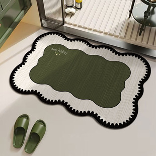 法式复古阿尔绿地垫卫生间浴室吸水速干踩脚垫家用硅藻泥淋浴地垫
