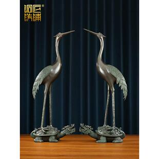 铜鹤饰品龙头龟鹤饰品大龟鹤延年铜工艺吊车公司开幕礼品