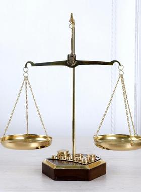 度口实木底座复金古奢华进色天复古天平印平秤酒吧会所办公桌玄关