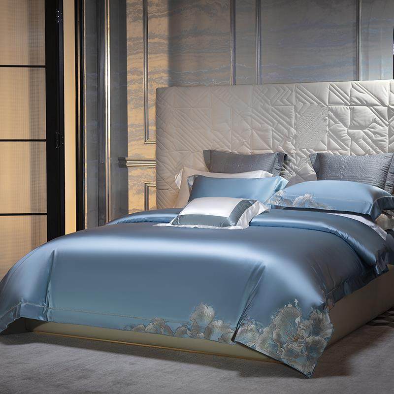 欣恋奢华高端上真棉四件套高档刺绣花丝被套床XL-FH-XQ单用轻奢高