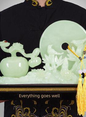 玉石事事顺意柿子平安扣摆件招财家居客厅酒柜送朋友乔迁之喜礼物