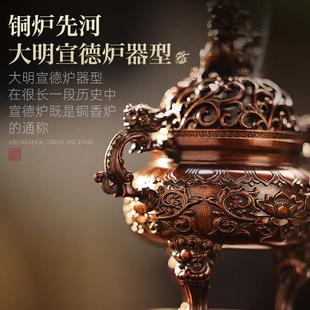 纯铜大明狮子炉香炉狻猊宣德炉家用室内香道茶道用品摆件盘香