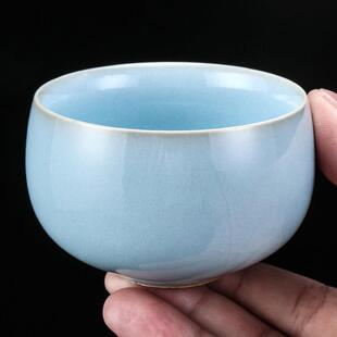 廷怀窑功夫茶具青瓷茶杯汝州汝瓷个人女主人杯男汝窑高端品茗杯