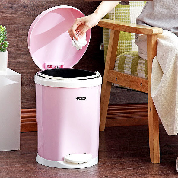 脚踏垃圾桶可爱少女卧室垃圾桶家用有盖 厕所卫生间脚踩式垃圾桶