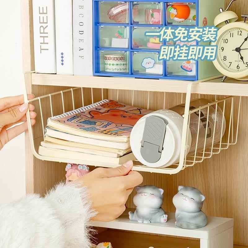 桌下收纳挂篮桌面宿舍好物衣柜分层神器柜子床头下铺悬挂置物架子