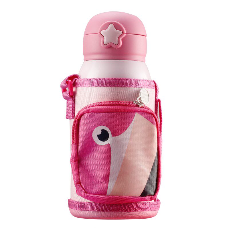 儿童保温杯带吸管男女两用防摔学生水壶幼儿园宝宝水杯带杯套水壶