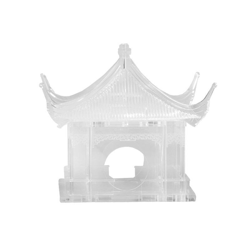 新中式亚克力透明阁楼古建筑艺术高级雕塑软装饰品大房子模型摆件