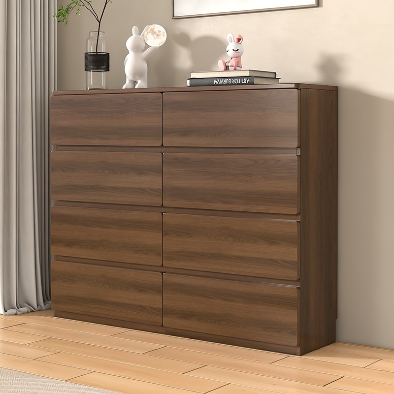实木八斗柜胡桃色储物首饰柜收纳柜靠墙五斗柜床尾柜抽屉柜五斗橱