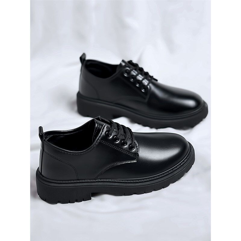 黑色皮鞋男款2025新款马丁靴英伦风夏季伴郎男士休闲正装商务鞋子