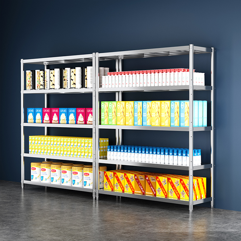 不锈钢仓库货架置物架展示架家用厨房多层超市便利店落地储物架子