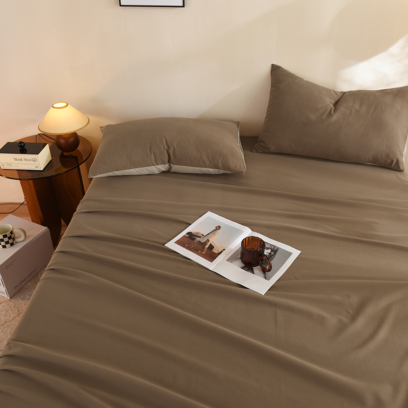 全棉加厚磨毛床单单件100纯棉简约纯色宿舍单人榻榻米被单三件套