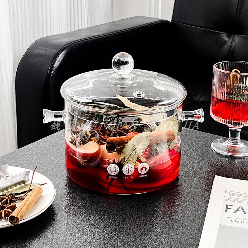 耐高温高硼硅玻璃热红酒炖盅大容量可明火电陶炉围炉煮茶锅容器皿