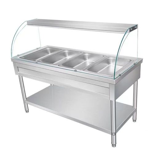 玻璃罩售饭台商用快餐保温台控温不锈钢食堂加热快餐车打菜池防尘