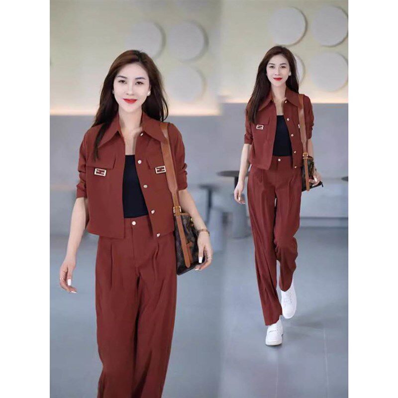 时尚气质套装女2024洋气新款宽秋装松减龄时髦显瘦阔腿裤两件新款