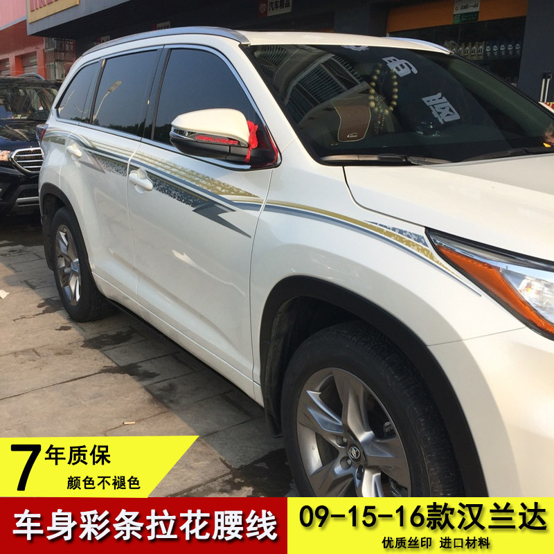09-15-17 1n8款汉兰达车身彩条改装个性汽车贴纸拉花全车贴纸