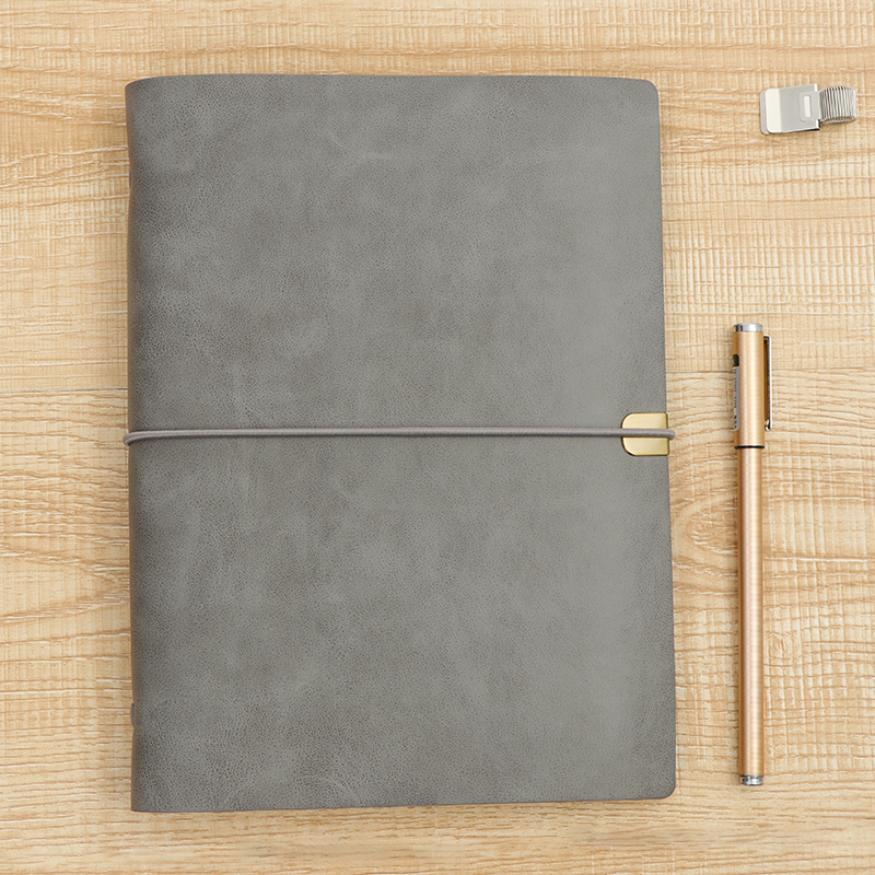 a5活页笔记本商务 o旅行本点阵方格空白6孔 软皮面绑带记事本定制