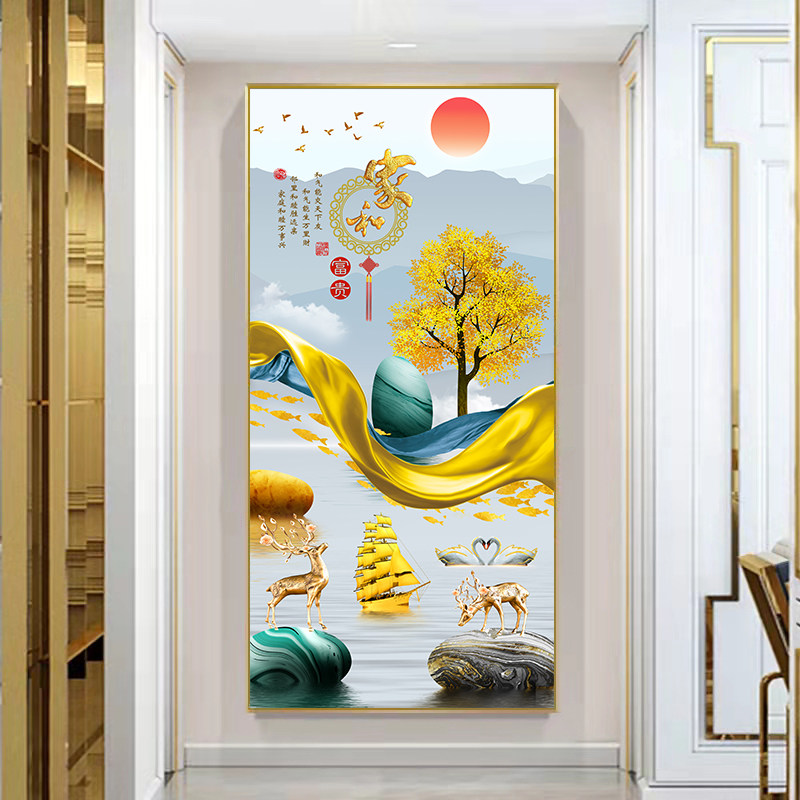 家和新中式玄关装饰画过道走廊风景壁画寓意好玄幻正对门墙上挂画,家居饰品,现代装饰画,淘宝优惠券,粉丝福利购,淘宝优惠卷