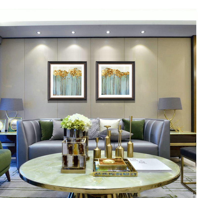 美式餐厅装饰画玄关配画小清新挺拔的树风景植物简美卧室床头挂画图片