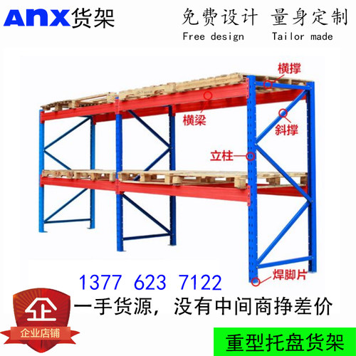 仓库重型托盘货架仓储阁楼平u台大型工业横梁货架承重加厚1-3T定