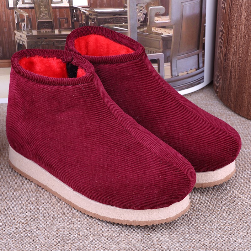 冬居家中老年棉鞋拖鞋室内手工老棉鞋男包跟加厚绒防滑老人保暖鞋