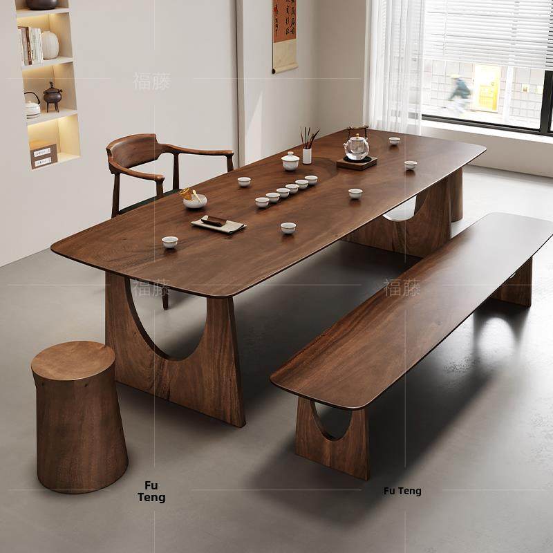 Wabi-Sabi风格胡桃木茶几和椅子组合大茶几现代简约客厅家庭原木,住宅家具,家用茶台/茶桌,淘宝优惠券,粉丝福利购,淘宝优惠卷