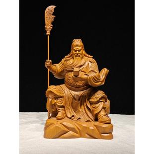 饰玄关精品手工 关圣帝君神像木雕摆件实木关公二爷客厅家用家居装
