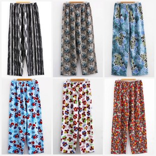九分长裤 夏季 防蚊薄款 绵绸阔腿棉绸裤 家居女春夏 佰汇福人造棉睡裤