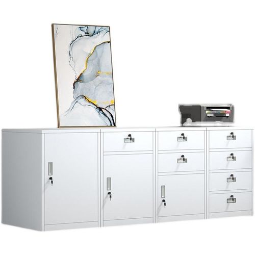 带锁文件柜铁皮小矮柜钢制资料办公柜子储物桌下抽屉柜床头收纳柜