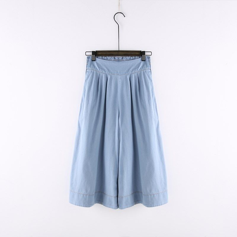 牛仔阔腿裤女薄款夏季新款裤裙女宽松韩版七分裤百搭学生直筒裤裙