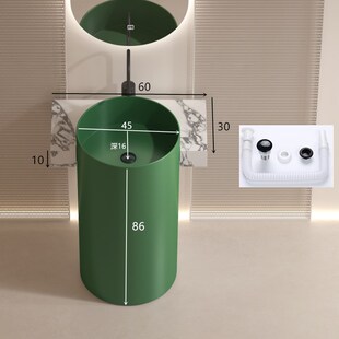 陶瓷立柱盆定制切角岩板台面洗手盆立柱式一体酒店洗手盆洗脸盆