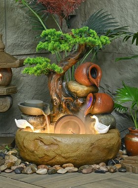 庭院中式户外流水喷泉客厅阳台鱼池办公室鱼缸循环水景观落地摆件