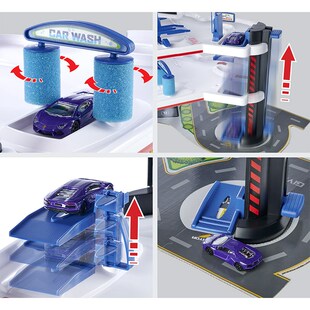 美捷轮城市汽修厂小汽车模维修升降梯滑行轨道停车场玩具儿童礼物