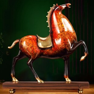 全铜唐马摆件马到成功大漆工艺品办公室客厅玄关装饰乔迁开业礼品
