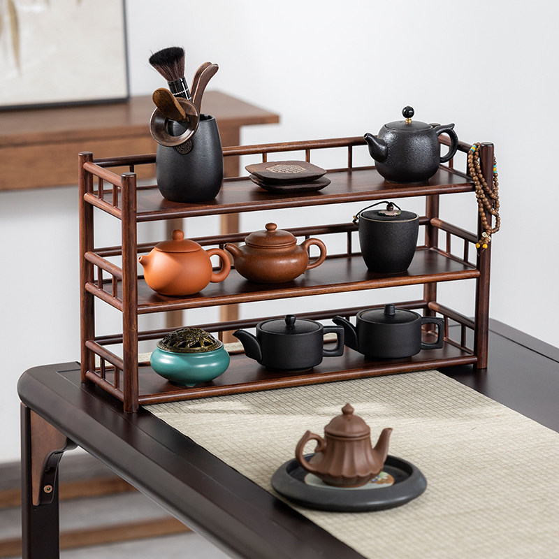 桌面博古架中式茶叶茶具收纳架办公室实木茶杯置物架紫砂壶摆放架,住宅家具,多宝格/博古架,淘宝优惠券,粉丝福利购,淘宝优惠卷