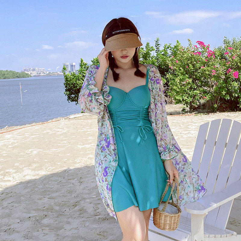 泳衣大码胖mm遮肉分体裙式遮肚显瘦三件套女士新款温泉200斤泳装