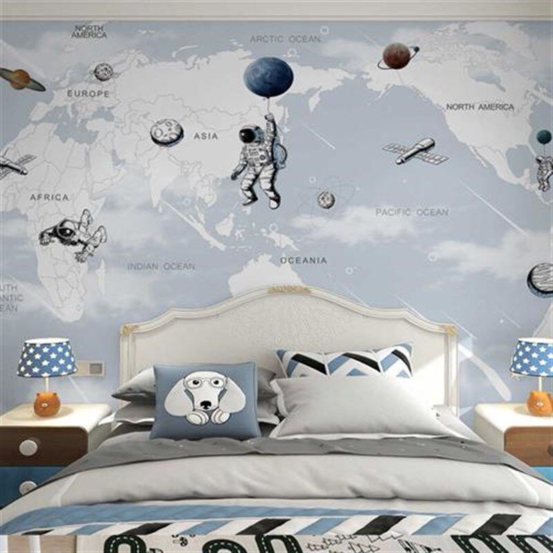 儿童房壁纸壁画男孩房卧室墙布背景墙太空壁布墙纸男生墙面装饰