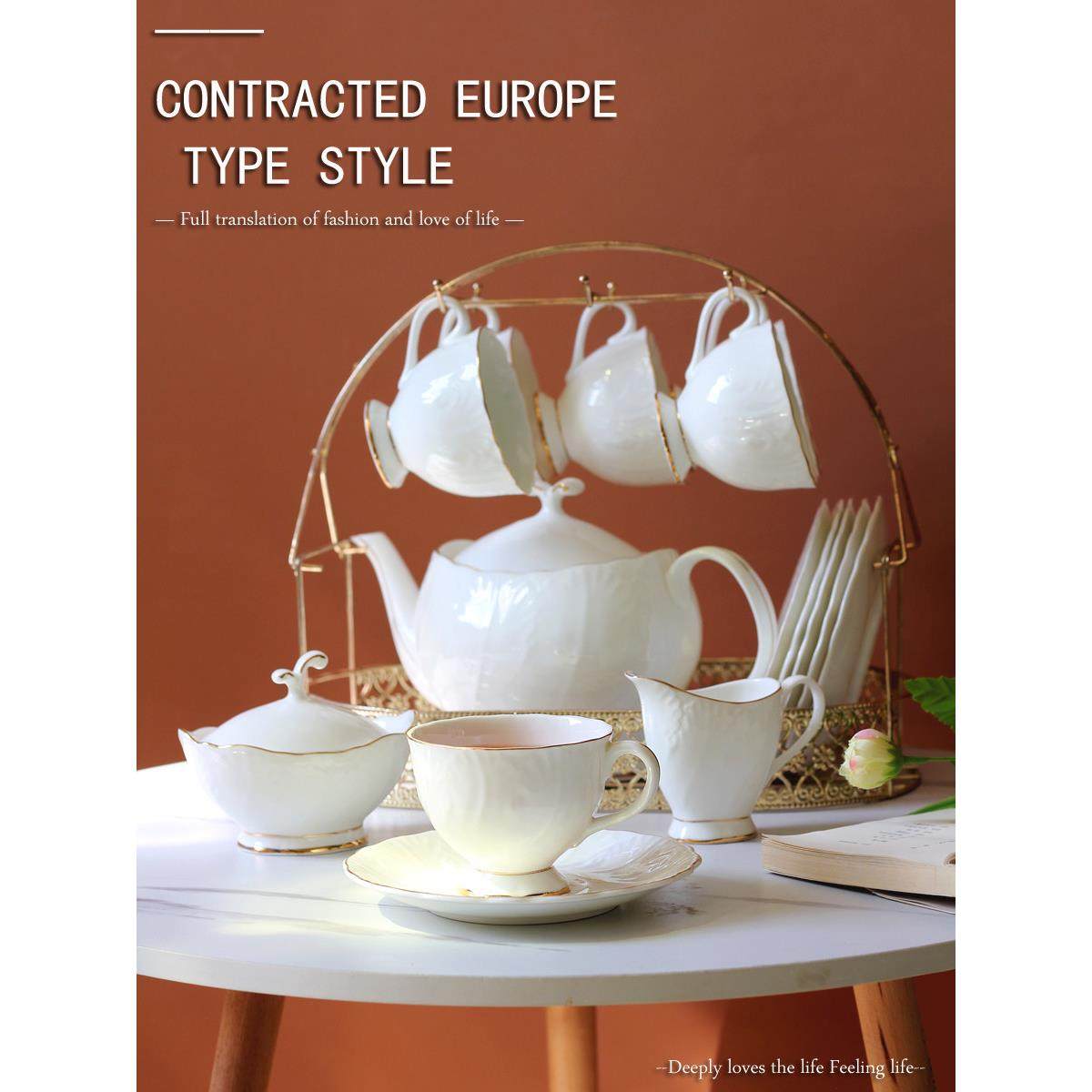 法式浮雕欧式茶具咖啡杯套装下午茶高档金边小奢华骨瓷茶具套装