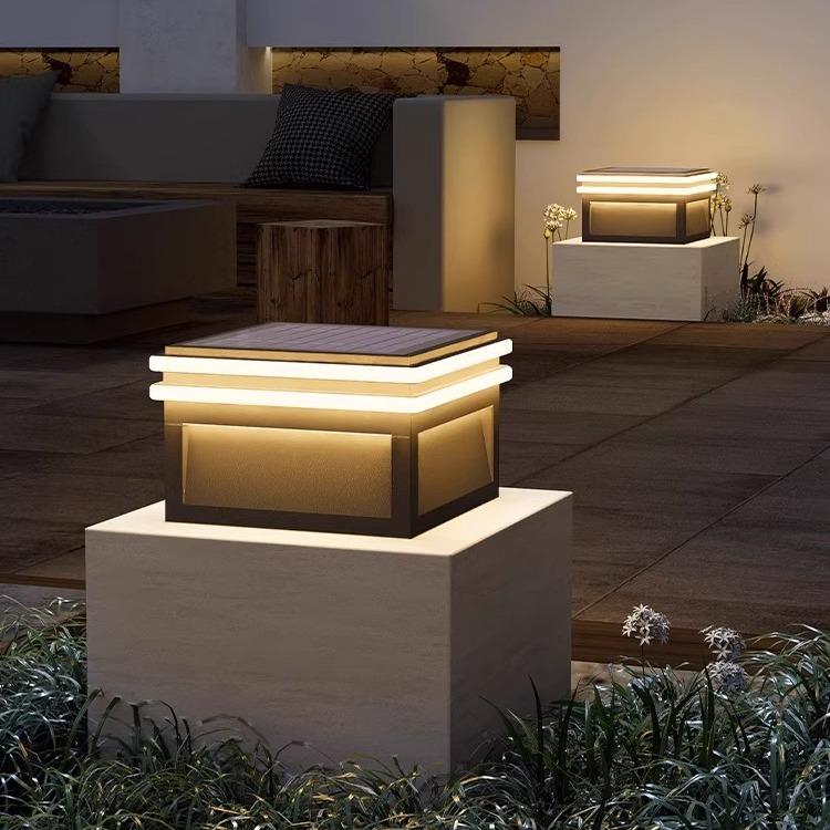 太阳能柱头灯户外防水别墅大门方形门柱灯乡村室外花园院子庭院灯